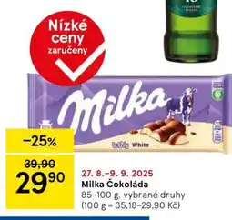 Tesco Milka Čokoláda nabídka