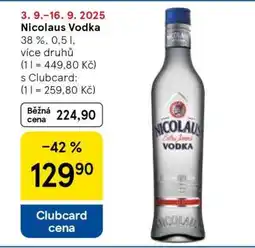 Tesco Nicolaus Vodka nabídka