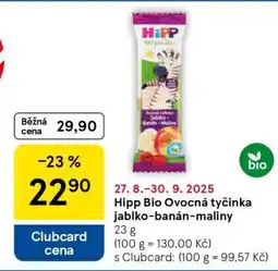 Tesco Hipp Bio Ovocná tyčinka jablko-banán-maliny nabídka