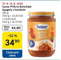 Tesco Sunar Příkrm Boloňské špagety s hovězím nabídka