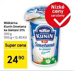 Tesco Mlékárna Kunín Smetana ke šlehání 31% nabídka