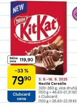 Tesco Nestlé cereálie nabídka