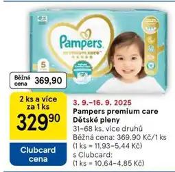 Tesco Pampers Premium Care dětské pleny nabídka