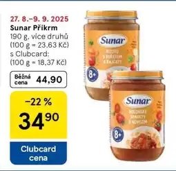 Tesco Sunar Příkrm nabídka