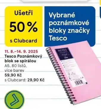 Tesco Tesco Poznámkový blok se spirálou nabídka