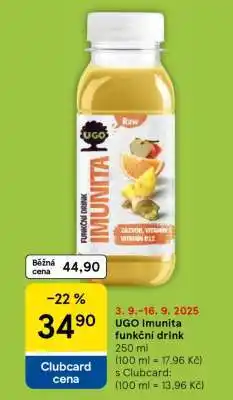 Tesco UGO Imunita funkční drink nabídka