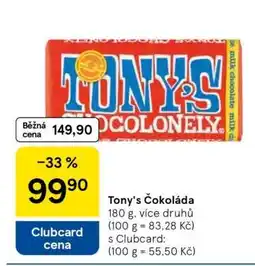 Tesco Tony's čokoláda nabídka