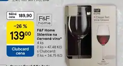 Tesco F&F Home Sklenice na červené víno nabídka