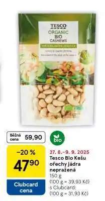 Tesco Tesco Bio Kešu ořechy jádra nepražená nabídka