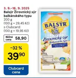 Tesco Balsýr Žirovnický sýr balkánského typu nabídka