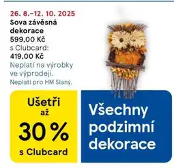 Tesco Sova závěsná dekorace nabídka