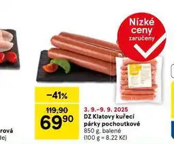 Tesco Klatovy kuřecí párky pochoutkové nabídka