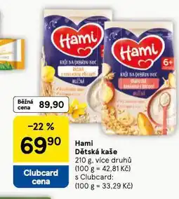 Tesco Hami dětská mléčná kaše nabídka