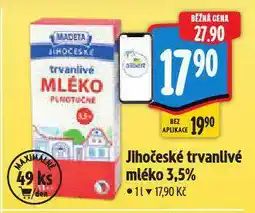 Albert Jihočeské trvanlivé mléko 3,5% nabídka