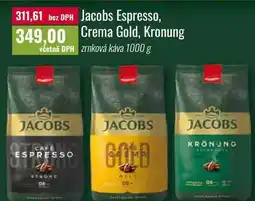 Ratio Jacobs Espresso, Crema Gold, Kronung 1kg nabídka