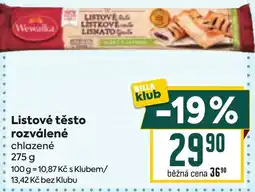 Billa Listové těsto rozválené nabídka