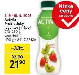 Tesco Activia Probiotický jogurtový nápoj, 270-280 g nabídka