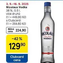 Tesco Nicolaus Vodka 38 %, 0.5 l nabídka