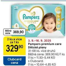 Tesco Pampers premium care Dětské pleny, 31-68 ks, více druhů nabídka