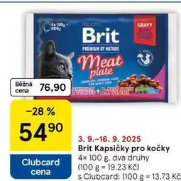 Tesco Brit Kapsičky pro kočky, 4x 100 g, dva druhy nabídka