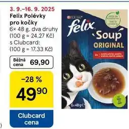 Tesco Felix Polévky pro kočky, 6x 48 g nabídka