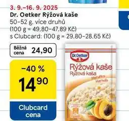 Tesco Dr. Oetker Rýžová kaše, 50-52 g nabídka