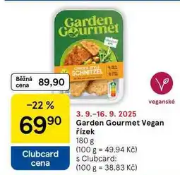 Tesco Garden Gourmet Vegan řízek, 180 g nabídka