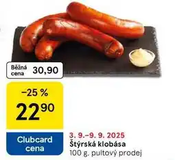 Tesco Štýrská klobása, 100 g nabídka