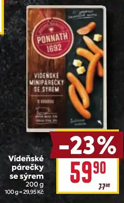 Billa Vídeňské párečky se sýrem nabídka