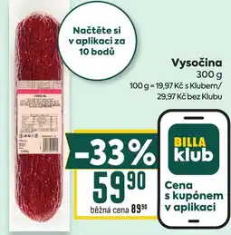 Billa Vysočina nabídka