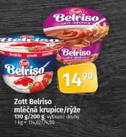COOP TIP Zott Belriso mléčná krupice/rýže nabídka