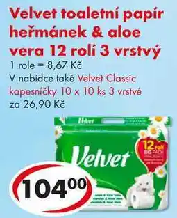 CBA Velvet toaletní papír heřmánek & aloe vera, 12 rolí nabídka