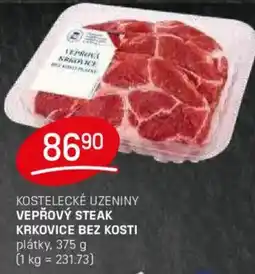Flop Kostelecké uzeniny vepřový steak krkovice bez kosti plátky nabídka