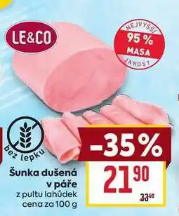 Billa Šunka dušená v páře z pultu lahůdek cena za 100g nabídka