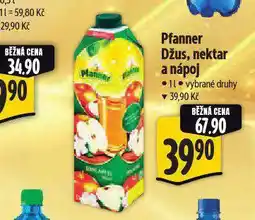 Albert Pfanner džus, nektar a nápoj nabídka