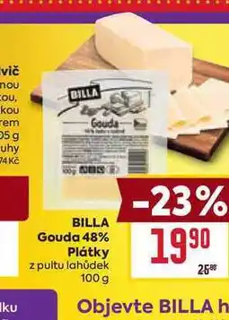 Billa BILLA Gouda 48% Plátky z pultu lahůdek 100g nabídka