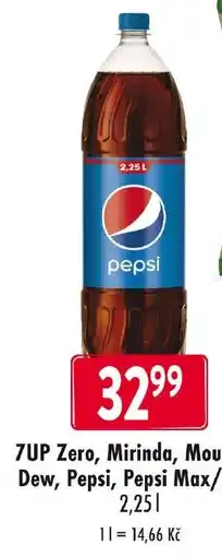 Qanto 7UP Zero, Mirinda, Mountain Dew, Pepsi, Pepsi Max/Zero nabídka