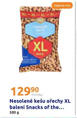 Action Nesolené kešu ořechy XL balení Snacks of the World nabídka
