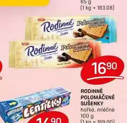 Flop RODINNÉ POLOMÁČENÉ SUŠENKY hořké, mléčné 100g nabídka