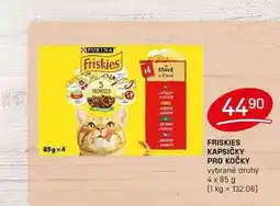 Flop FRISKIES KAPSIČKY PRO KOČKY vybrané druhy 4 x 85 g nabídka