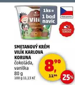 Penny Market SMETANOVÝ KRÉM VILÍK KARLOVA KORUNA čokoláda, 80 g nabídka