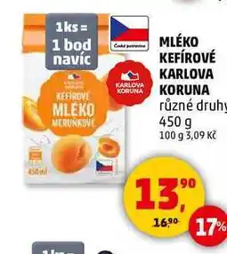 Penny Market MLÉKO KEFÍROVÉ KARLOVA KORUNA různé druhy, 450 g nabídka