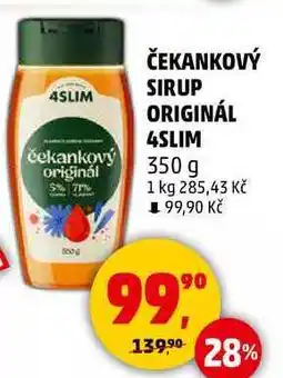 Penny Market ČEKANKOVÝ SIRUP ORIGINÁL 4SLIM, 350 g nabídka
