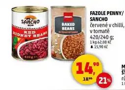 Penny Market FAZOLE PENNY/ SANCHO červené v chilli, v tomatě, 420/240 g nabídka