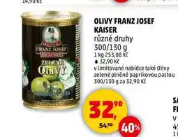 Penny Market OLIVY FRANZ JOSEF KAISER různé druhy, 300/130 g nabídka