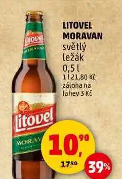 Penny Market LITOVEL MORAVAN světlý ležák, 0,5 l nabídka