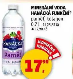 Penny Market MINERÁLNÍ VODA HANÁCKÁ FUNKČNÍ paměť, 0,7 l nabídka