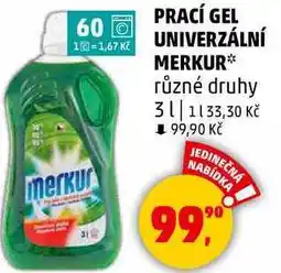 Penny Market PRACÍ GEL UNIVERZÁLNÍ MERKUR různé druhy, 3 l nabídka
