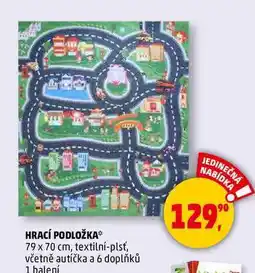 Penny Market HRACÍ PODLOŽKA, 79 x 70 cm, textilní-plsť, včetně autíčka a 6 doplňků, 1 balení nabídka