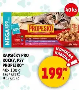 Penny Market KAPSIČKY PRO KOČKY, PSY PROPESKO, 40x 100 g nabídka